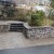 retaining wall, pavers, natural stone step, landscape